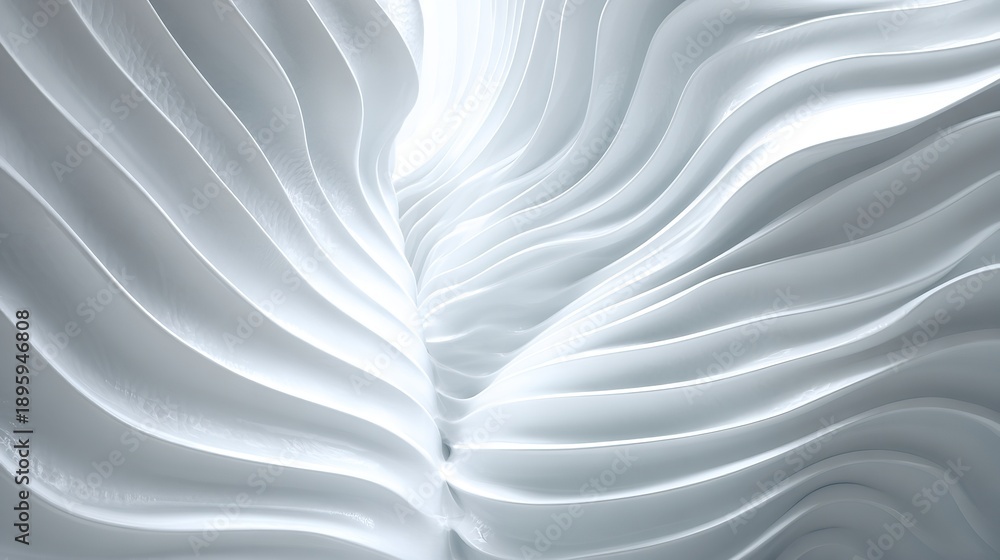 Obraz premium Abstract white flowing wavy background with smooth plastic texture