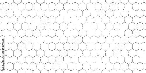 Fishing or soccer net. Repeated hexagon pattern. Black wired mesh texture isolated on white background. Metallic or fabric fence, cage or lattice structure. Vector graphic Illustration.