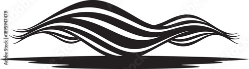 Black and white abstract wave design on clean background