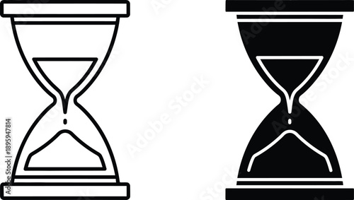 Hourglass Silhouette Illustrations Time Passing in Black and White Representations Symbols