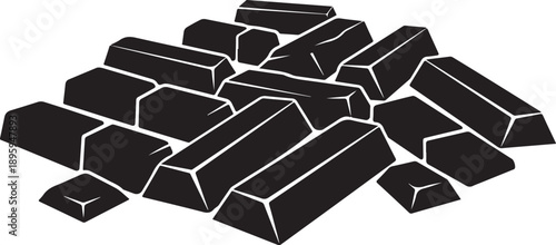 A pile of black rectangular objects on white background illustration