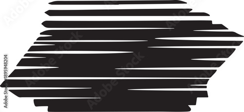 Abstract black and white striped graphic design element isolated