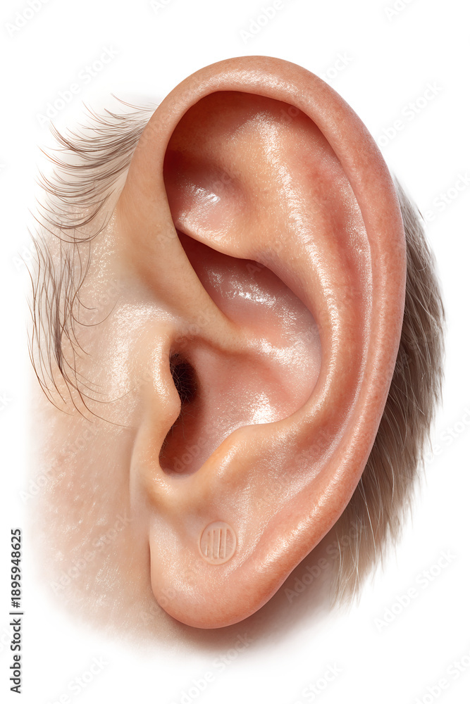 Fototapeta premium Human Ear Anatomy Isolated on Transparent White Background