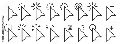 Mouse cursor pointer click icon outline vector interface ui symbol on transparent background