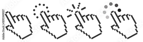 Mouse cursor pointer click action icon vector outline ui interface symbol on transparent background