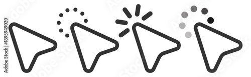 Mouse cursor pointer click action icon vector outline ui interface symbol on transparent background