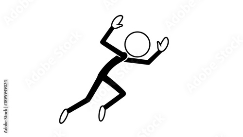 Simple stick figure illustration of a person jumping in the air.