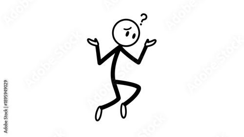 Confused stick figure with question mark and puzzled expression.