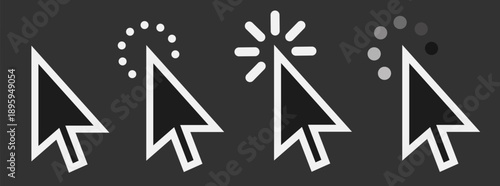 Mouse cursor pointer click action icon vector outline ui interface symbol on transparent background