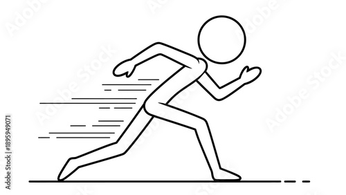 Simple line drawing of a person running quickly.