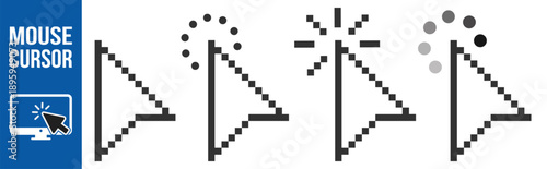 Mouse cursor pointer click action icon vector outline ui interface symbol on transparent background