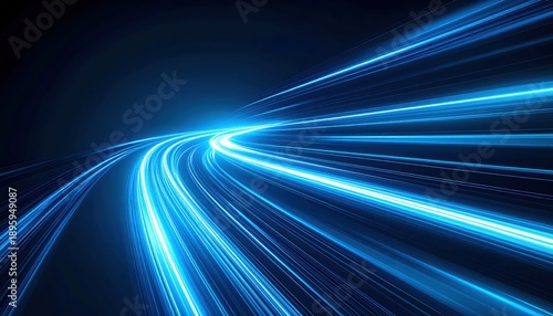 Blue light streak illuminates dark canvas dynamic blue light creates striking abstract motion
