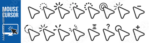 Mouse cursor pointer click symbol vector outline interface ui graphic icon on transparent background