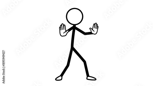 Simple stick figure illustration with outstretched arms and legs.
