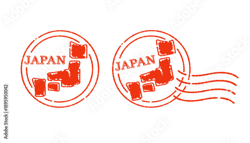 レトロでビンテージ風な日本の地図のスタンプ