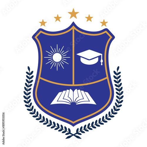 Education school logo with customer changing, vector file. 
Generic academic emblem design ideal for schools, colleges, universities, training centers, e-learning platforms, and stationery, branding.