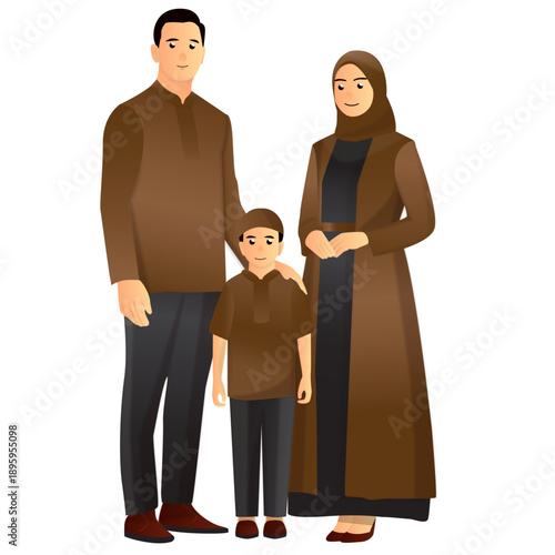 Muslim Family Pose Illustration