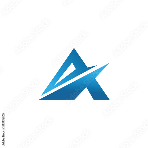 Modern Blue Letter A Logo Design with a Sharp Edge.