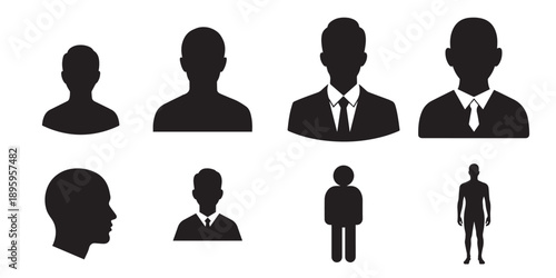 Collection of silhouette icons of business people