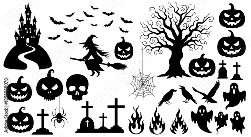 Halloween silhouette icons
