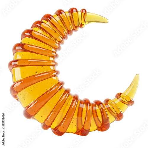 Golden Ramadan crescent with coiled date palm frond for Iftar decoration
