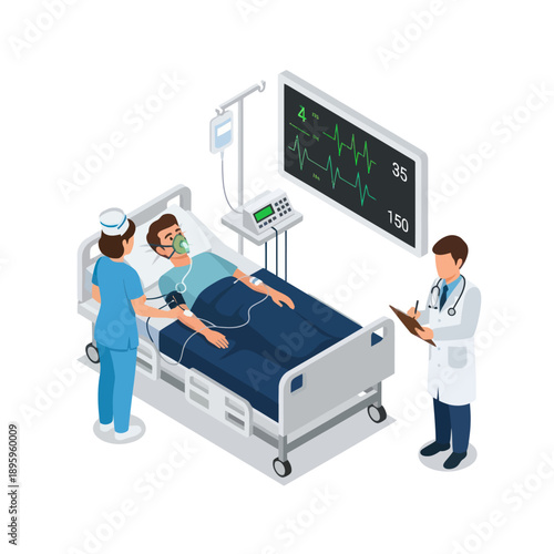 Doctor and Nurse Attending Hospital Patient.