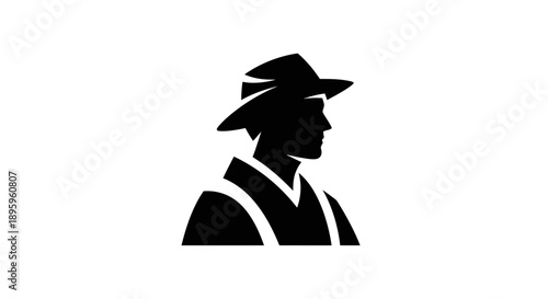 Silhouette of a farmer wearing a hat