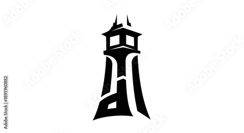 Stylized Lighthouse Silhouette Logo