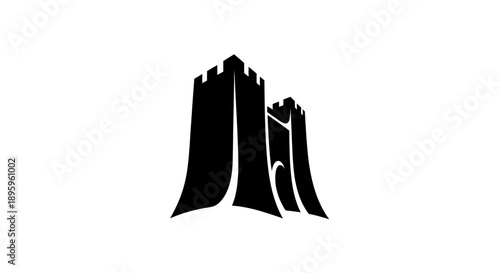 Black castle towers silhouette