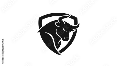 Bull head in shield logo vector
