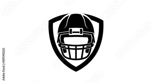 American football helmet logo inside a shield