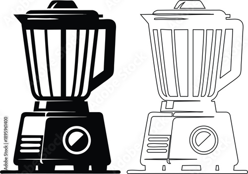 Kitchen blender machine appliance icon silhouette vector illustration on a white background