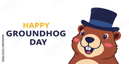 Cartoon Woodchuck Character Design: Fun Groundhog Day Greeting for Kids and Schools