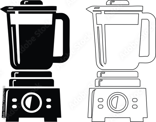 Black and white vector illustration of a kitchen blender simple flat icon for cooking and healthy lifestyle concepts isolated on white background