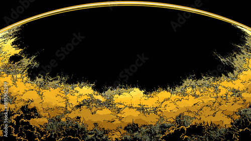 Abstract composition with golden hues and a dark background; textured appearance