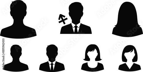 Diverse Human Silhouette Icons With Zodiac Symbol On White Background avatar profile