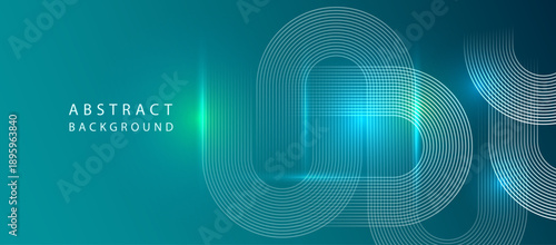 Modern abstract background featuring teal and blue tones with glowing circular elements and soft light effects. 