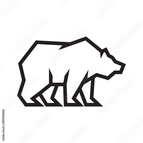 Simple bear shape logo design concept. Walking bear sign illustration, vector.