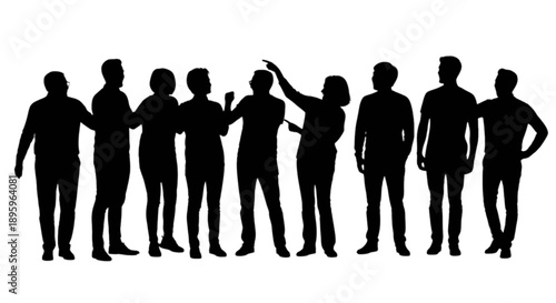 Group of people in silhouette isolated on transparent background