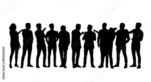 Group of people in conversation isolated on transparent background