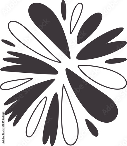 Abstract dark gray splash shapes radiating from center