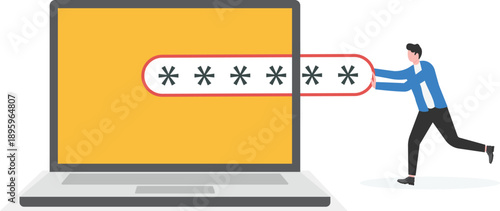 Digital Data Security and Laptop Protection Management Concept