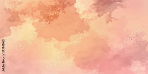 An artistic abstract watercolor painting features a vintage grunge texture on aged parchment paper with yellow paint patterns for a retro textured backdrop