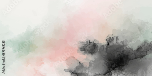 Hand-painted abstract watercolor painting of a burning forest and industrial factory smoke polluting the nature sky with fire flames and hot steam clouds