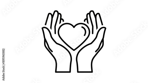 Hands holding a heart symbol.
