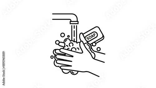 Hand Washing with Soap Bubbles.