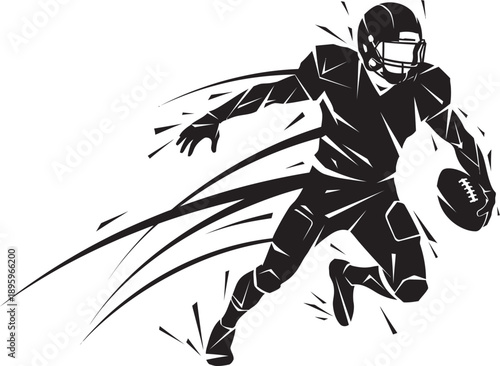 Dynamic American football player running with the ball illustration