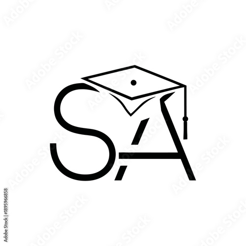 Initials S and A with academic cap design