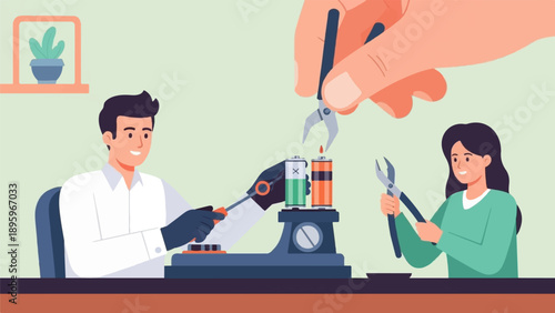 Team working on battery technology research and development