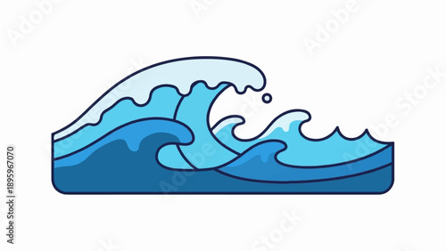 Stylized ocean waves in varying shades of blue with white crests